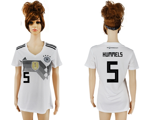 Women's Germany #5 Hummels White Home Soccer Country Jersey